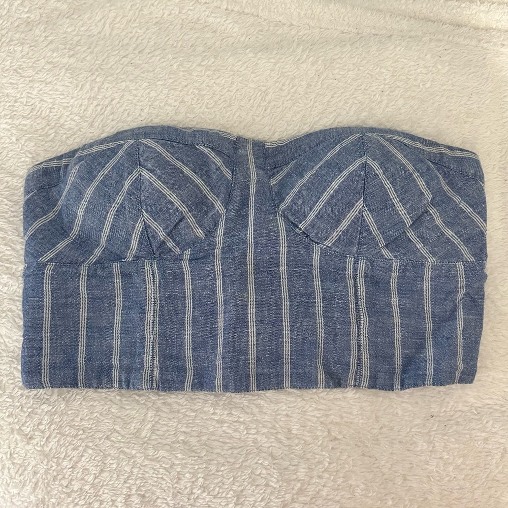 Blue and white striped tube top